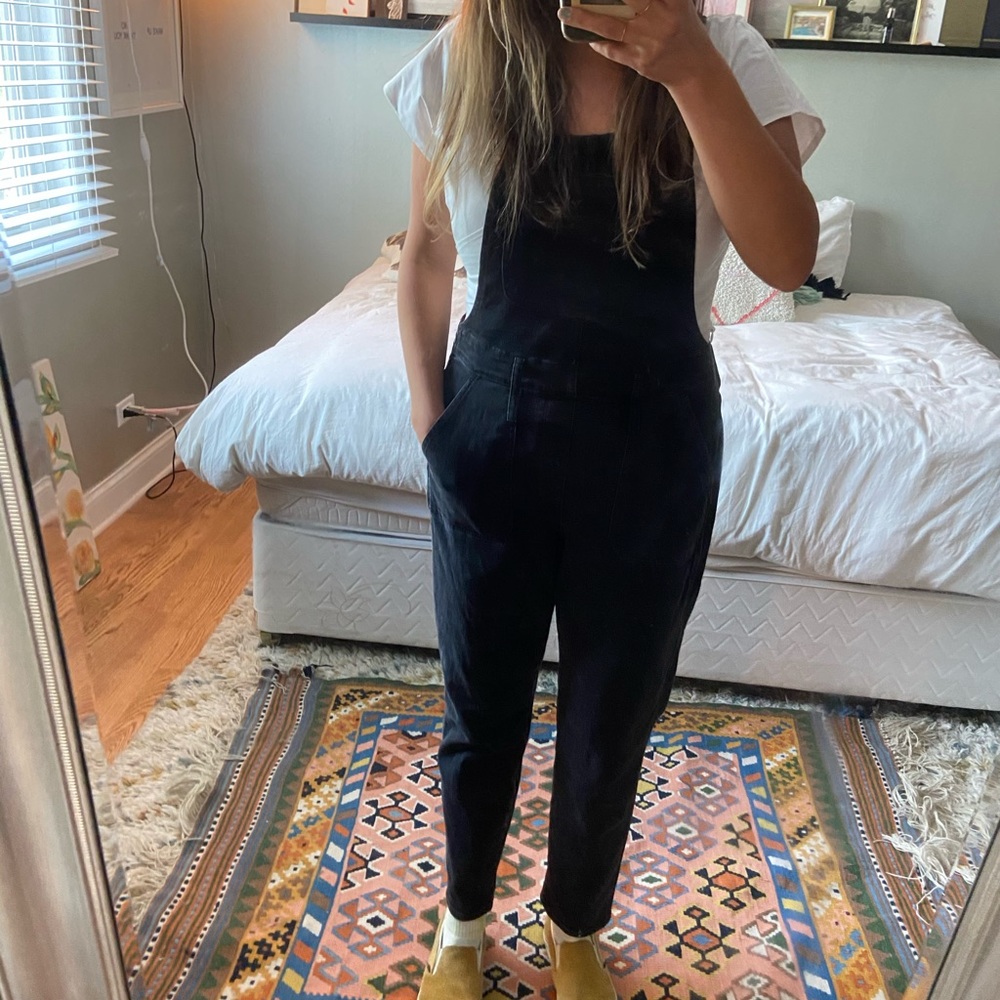 Madewell straight leg black overalls